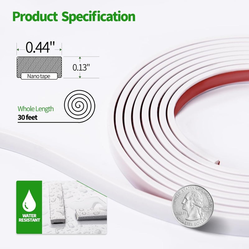 LONGKING 30 ft Peel and Stick Trim, Molding Trim for Walls, Edges, Borders, Backsplash Tile Edge, Flexible and Self Adhesive Trim, White - Image 2